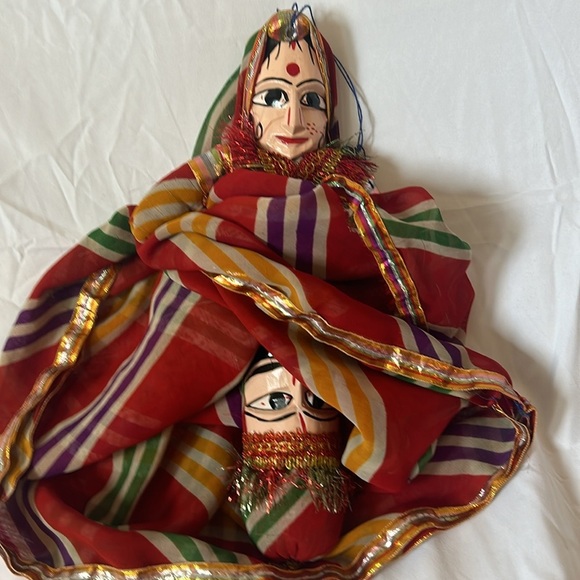 Topsy Turvy Vintage Indian Raj Sari Wedding Doll Handmade Dolls man & woman 12in - Picture 1 of 9